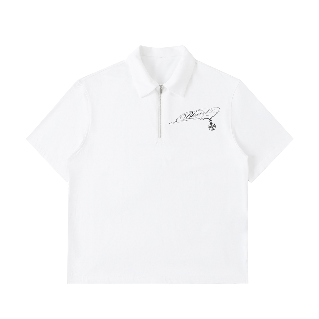 Half-Zip Cotton Polo Shirt