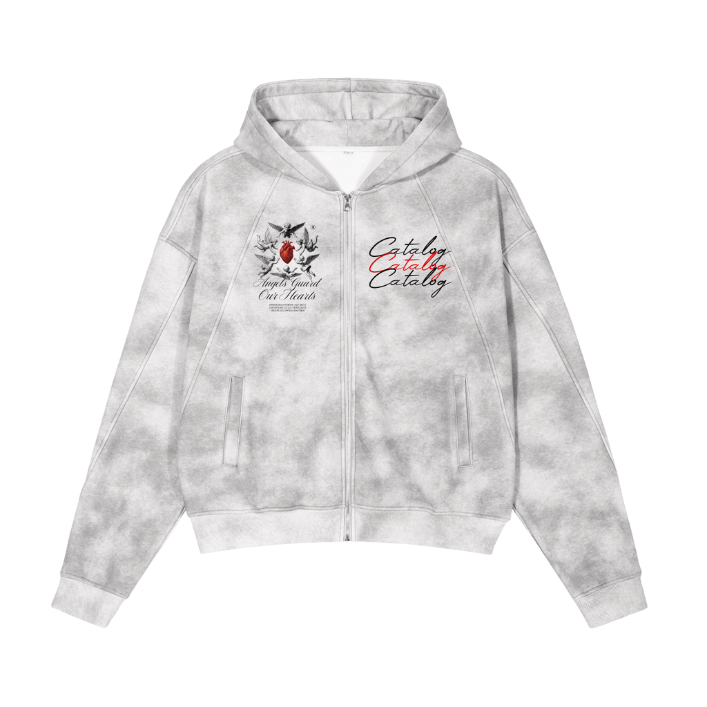 Dirty Washed Zip-Up Fleece Hoodie